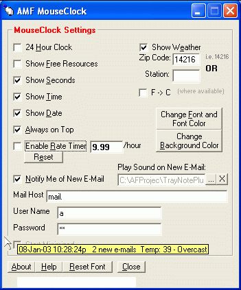 Mouse Clock(TM) - virtually becomes part of your mouse pointer